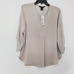In Investments Beige Blouse NWT
